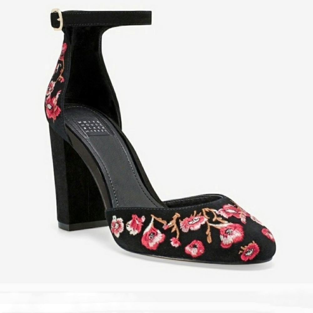 White House Black Market |Floral Chunky Heels
